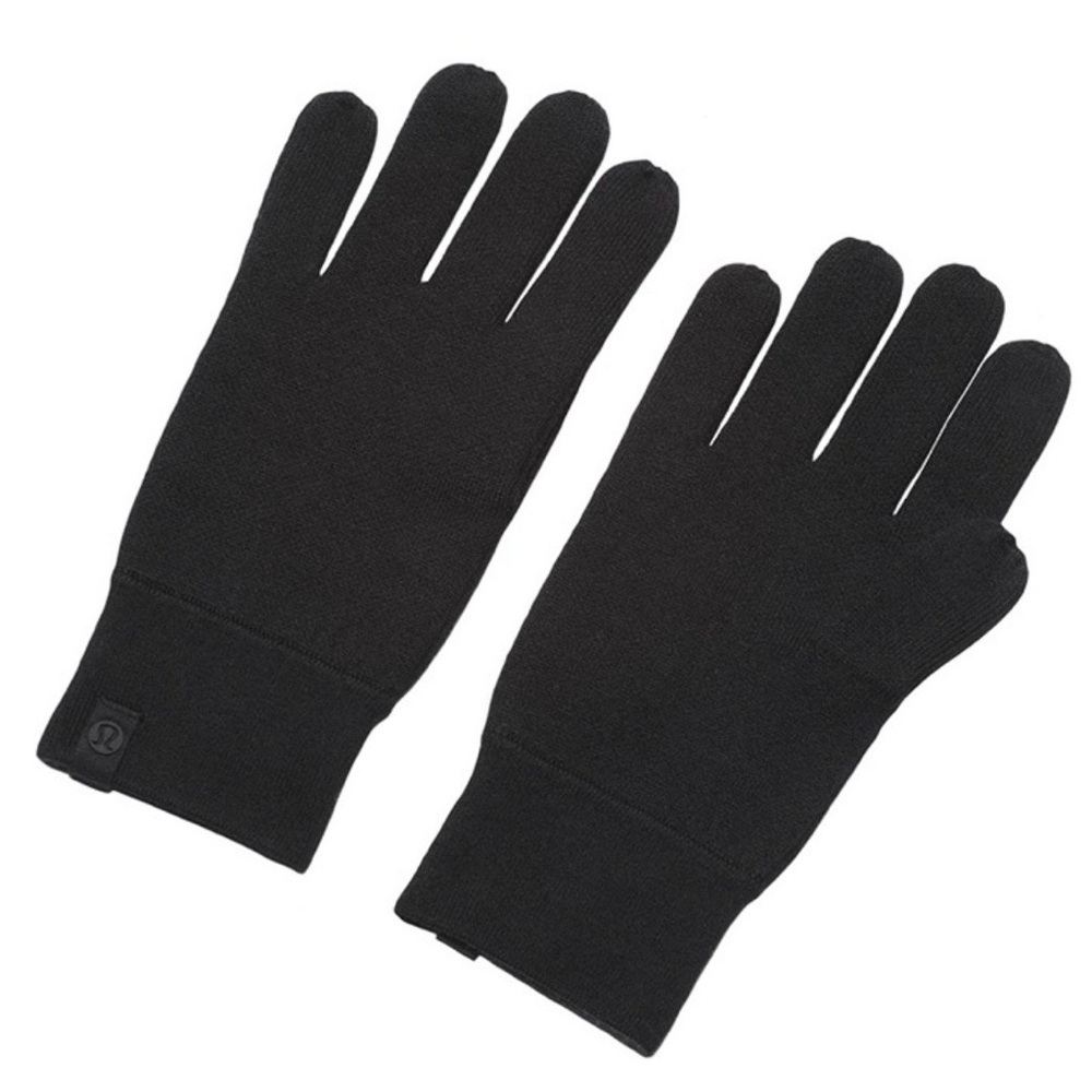 Lululemon Black Merino Wool Warm Revelation Gloves Large